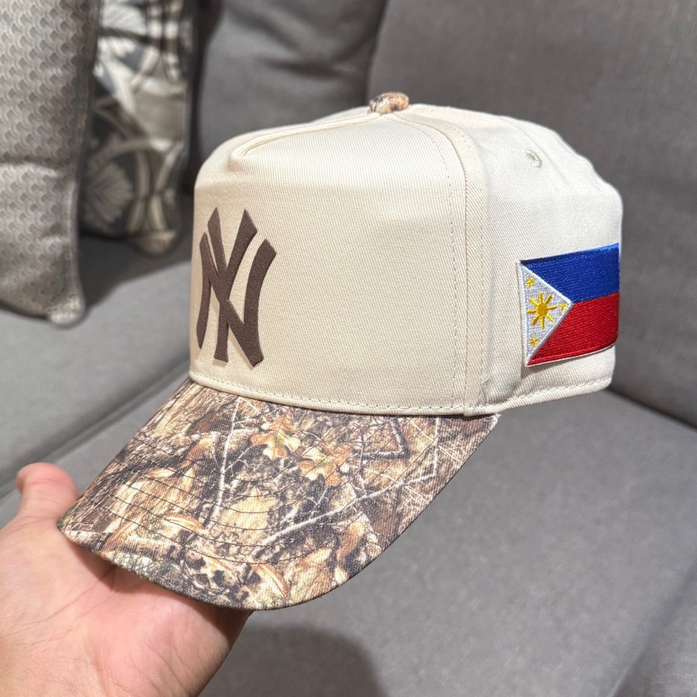 Hand Crafted Cream and Camouflage Cap